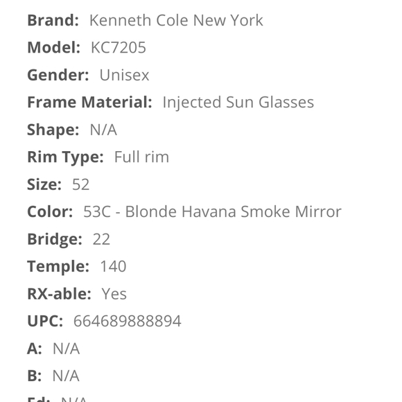 😶Kenneth Cole NY Oval Blonde Havana SmokeMirror glasses, eyewear,shades - Picture 11 of 12